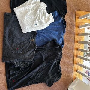 Assorted Ralph Lauren Polo T-Shirts in Black, White, and Blue